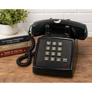 AT&T 2500YMGK Black Desk Telephone Push Button Vintage Business Phone USA